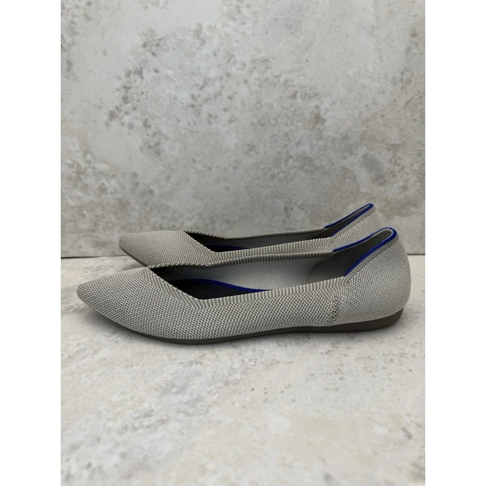 Rothy's The Point Flats Women's Size 7 Knit Cloud Gray V Shaped Slip-on Shoes